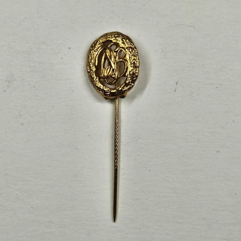 DRL Sports Badge Gold Medal German Stickpin Goldtone Vintage